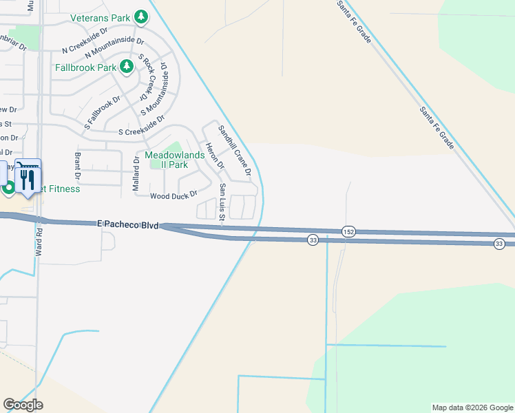 map of restaurants, bars, coffee shops, grocery stores, and more near 2986 La Vina Circle in Los Banos
