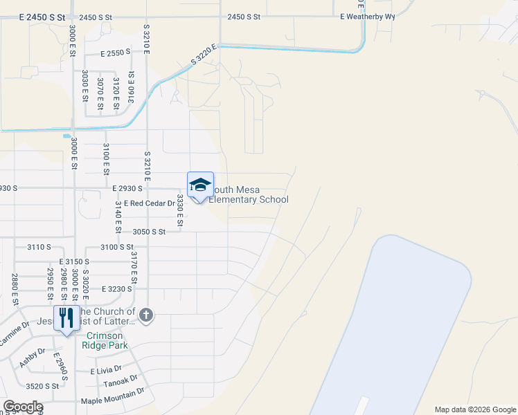map of restaurants, bars, coffee shops, grocery stores, and more near 3530 Bristlecone Way in St. George