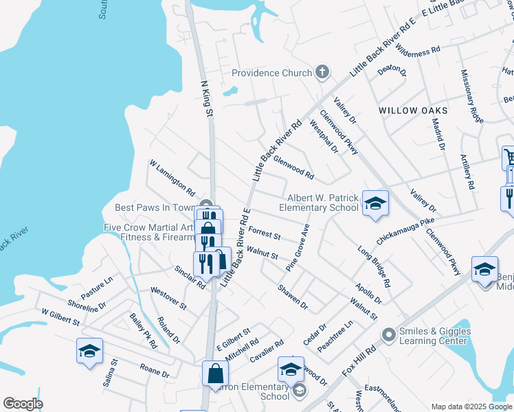 map of restaurants, bars, coffee shops, grocery stores, and more near 109 Lexington Street in Hampton