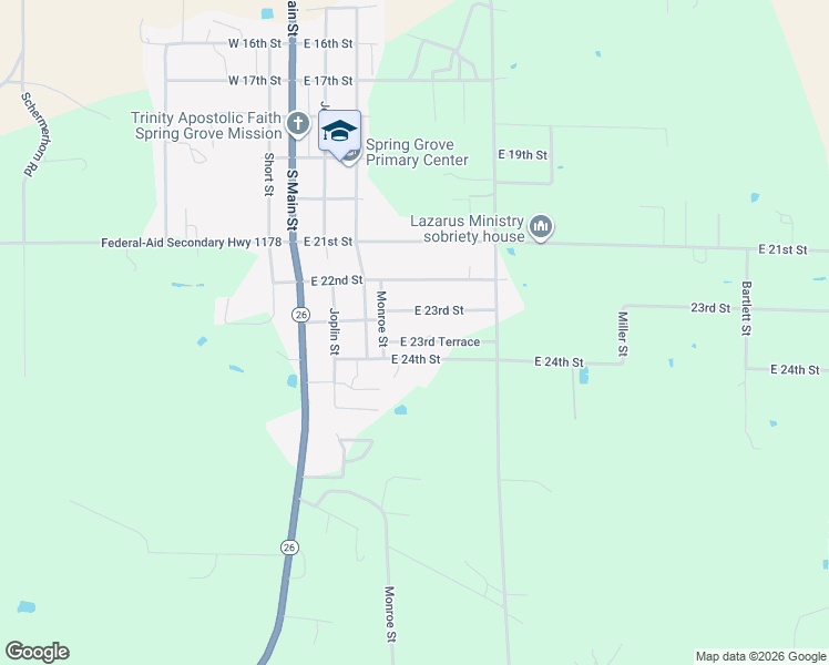 map of restaurants, bars, coffee shops, grocery stores, and more near 505 East 23rd Terrace in Galena