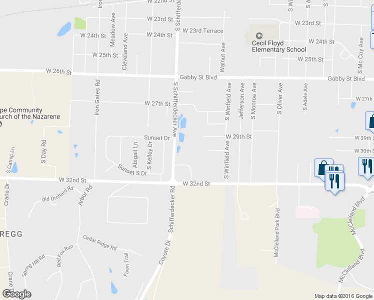 map of restaurants, bars, coffee shops, grocery stores, and more near 3003 S Schifferdecker Ave in Joplin