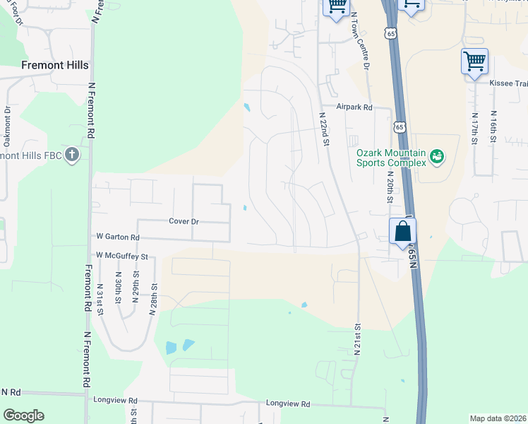 map of restaurants, bars, coffee shops, grocery stores, and more near 4201 North 22nd Street in Ozark