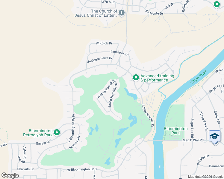 map of restaurants, bars, coffee shops, grocery stores, and more near 2966 South Jacob Hamblin Circle in St. George
