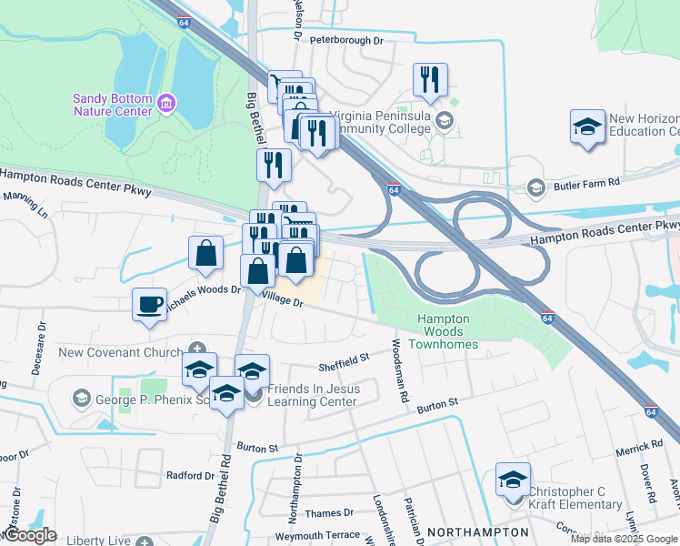 map of restaurants, bars, coffee shops, grocery stores, and more near 6 Tamarisk Quay in Hampton