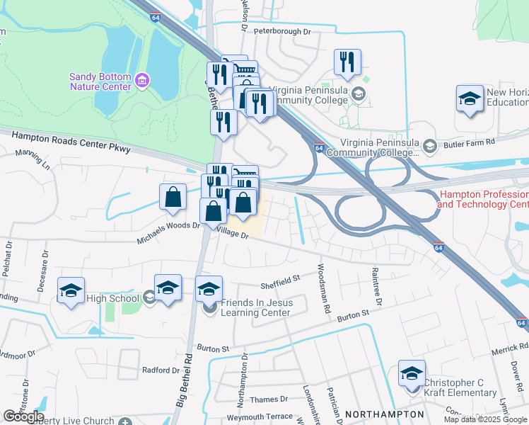 map of restaurants, bars, coffee shops, grocery stores, and more near 1 Tamarisk Quay in Hampton