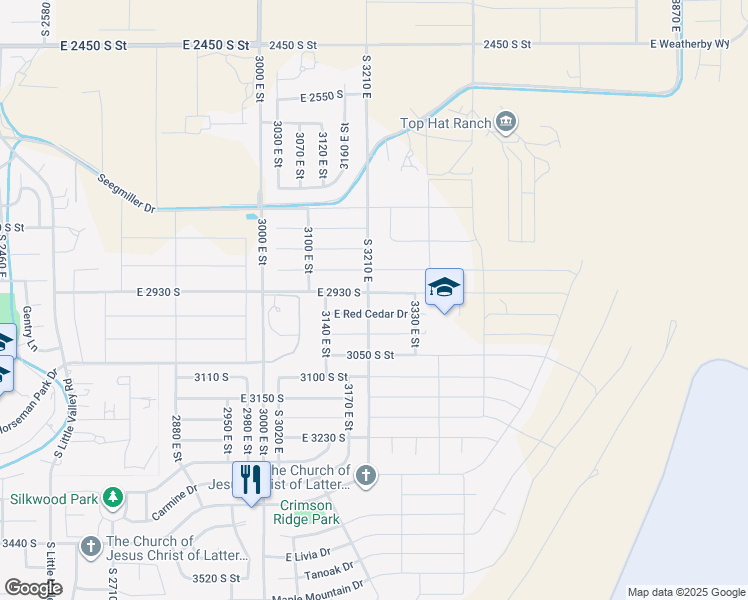 map of restaurants, bars, coffee shops, grocery stores, and more near 3237 Sugar Maple Drive in St. George