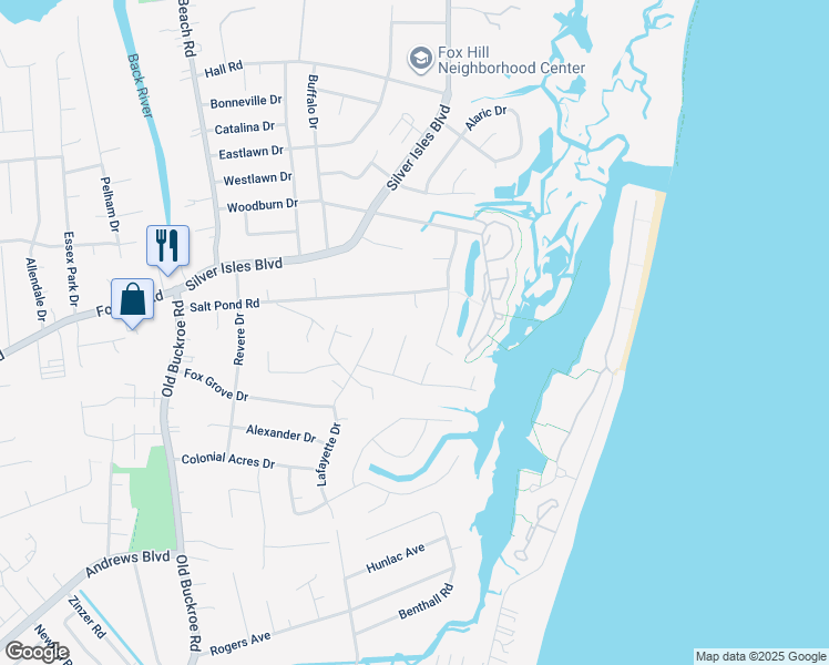 map of restaurants, bars, coffee shops, grocery stores, and more near 12 Mayer Court in Hampton