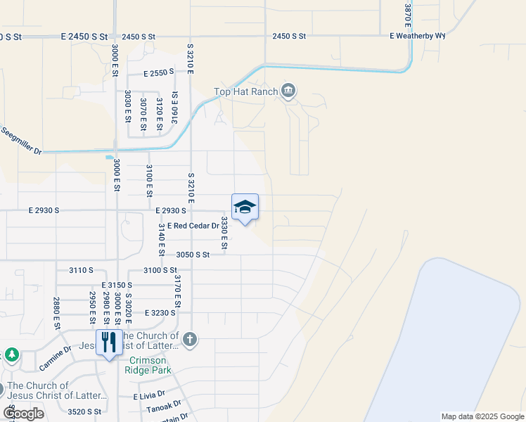 map of restaurants, bars, coffee shops, grocery stores, and more near 3461 East 2930 South in Washington