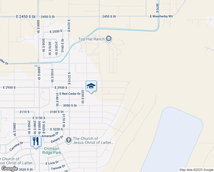 map of restaurants, bars, coffee shops, grocery stores, and more near 3461 East 2930 South in Washington