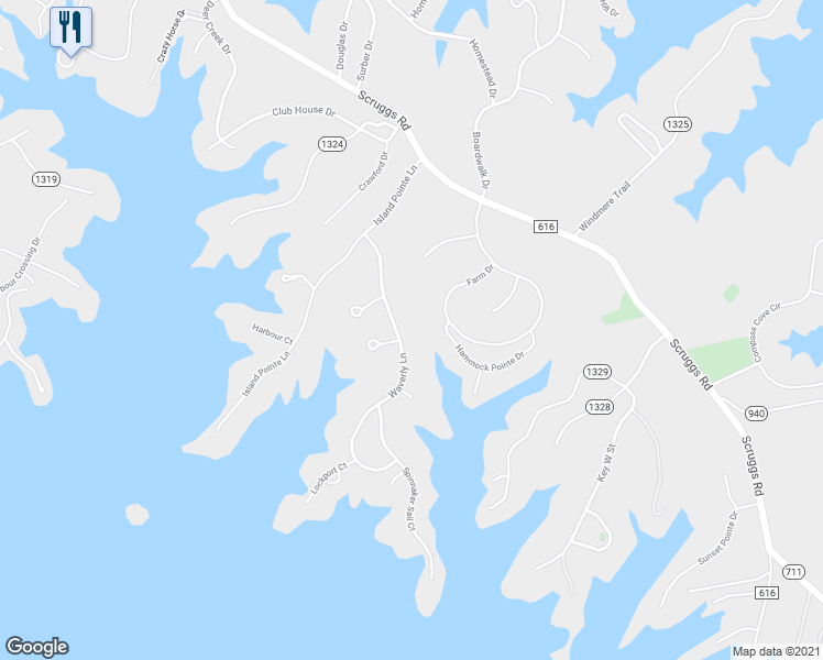 map of restaurants, bars, coffee shops, grocery stores, and more near 235 Waverly Lane in Moneta