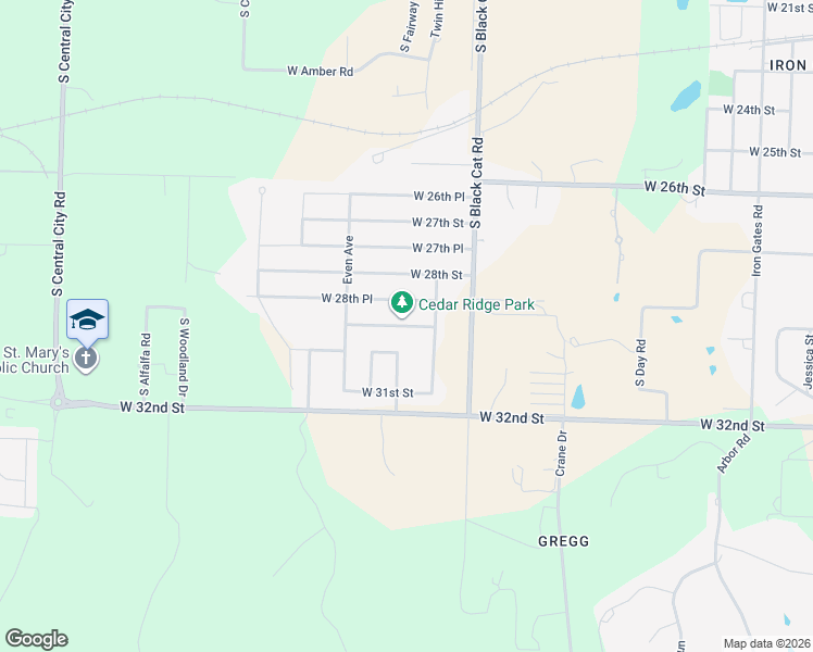 map of restaurants, bars, coffee shops, grocery stores, and more near 4307-4411 West 29th Street in Joplin