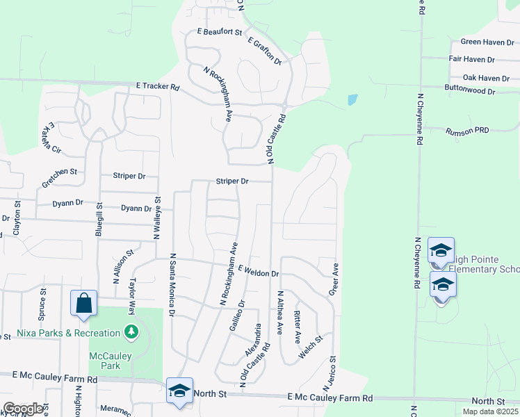 map of restaurants, bars, coffee shops, grocery stores, and more near 854 Meridian Avenue in Nixa