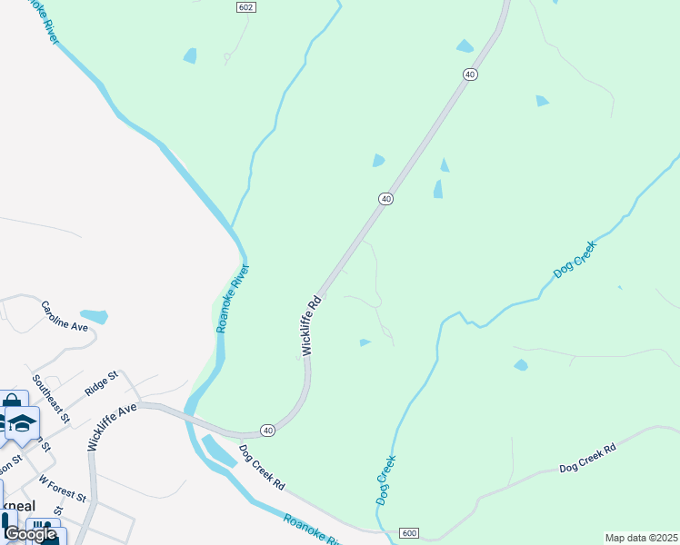 map of restaurants, bars, coffee shops, grocery stores, and more near 27 Black Cherry Circle in Brookneal