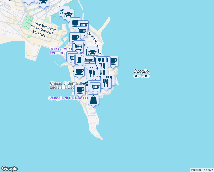 map of restaurants, bars, coffee shops, grocery stores, and more near 29 Via Larga in Syracuse
