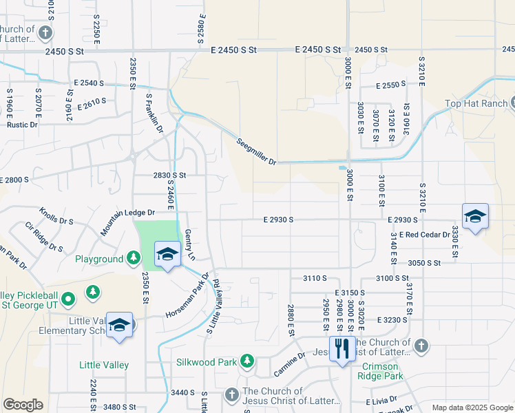 map of restaurants, bars, coffee shops, grocery stores, and more near 2726 Ashwood Lane in St. George