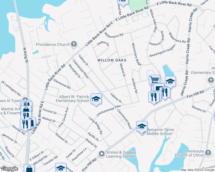 map of restaurants, bars, coffee shops, grocery stores, and more near 301 Apollo Drive in Hampton