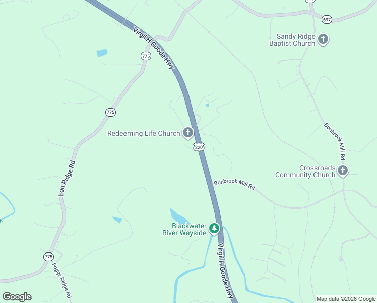 map of restaurants, bars, coffee shops, grocery stores, and more near 19185 Virgil H Goode Highway in Rocky Mount