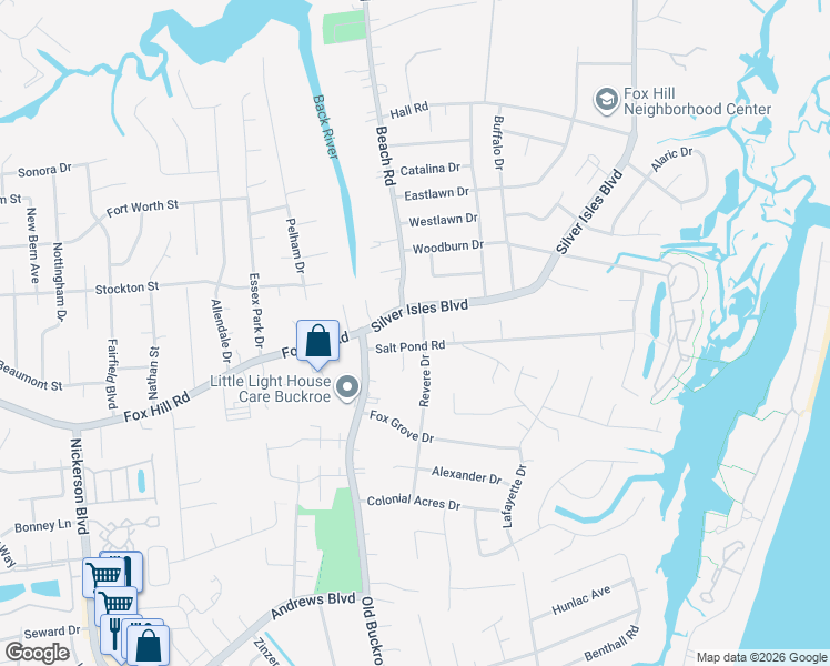 map of restaurants, bars, coffee shops, grocery stores, and more near 26 Memory Lane in Hampton