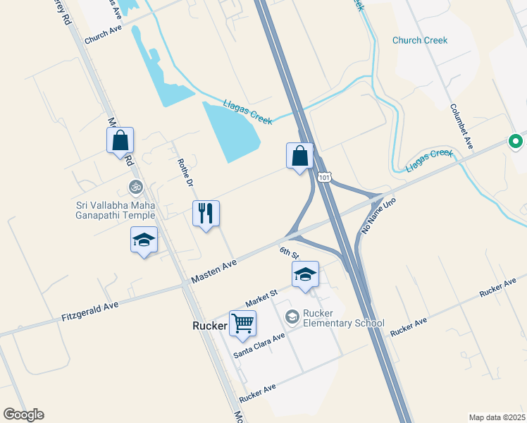 map of restaurants, bars, coffee shops, grocery stores, and more near 310 Lena Avenue in Gilroy