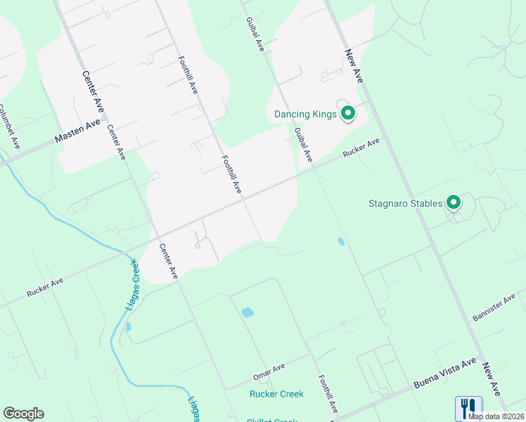 map of restaurants, bars, coffee shops, grocery stores, and more near 10545 Foothill Avenue in Gilroy