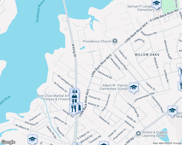 map of restaurants, bars, coffee shops, grocery stores, and more near 104 Clover Street in Hampton