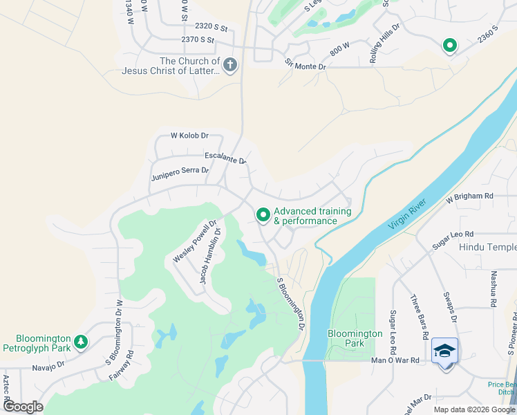 map of restaurants, bars, coffee shops, grocery stores, and more near 2865 South Bloomington Drive in St. George