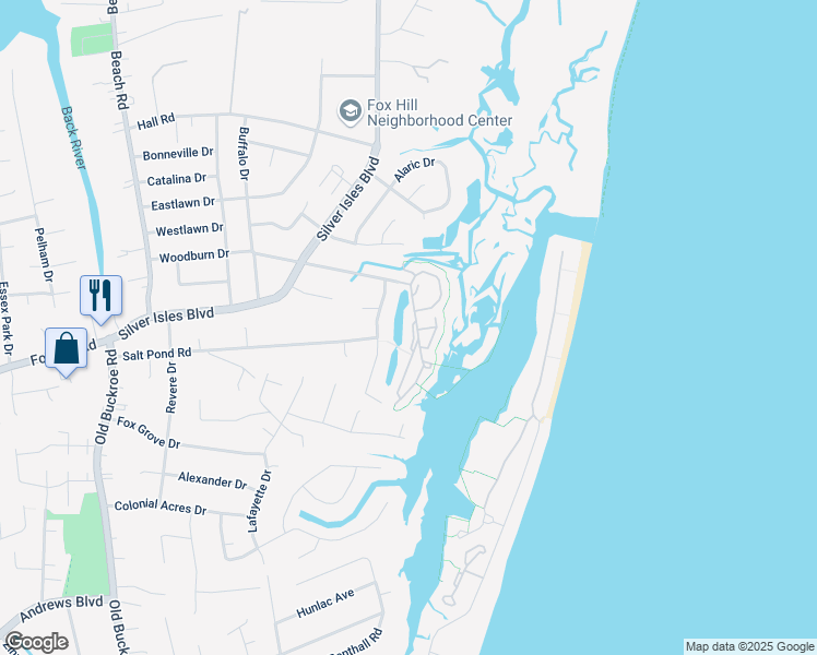 map of restaurants, bars, coffee shops, grocery stores, and more near 98 Mainsail Drive in Hampton