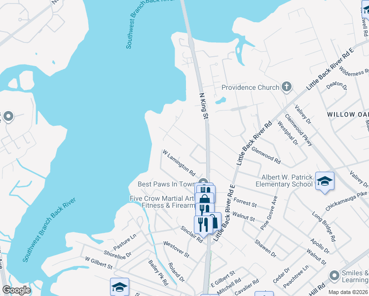 map of restaurants, bars, coffee shops, grocery stores, and more near 7 Josephs Crossing in Hampton