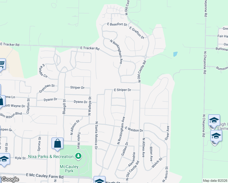 map of restaurants, bars, coffee shops, grocery stores, and more near 862 e Striper Drive in Nixa