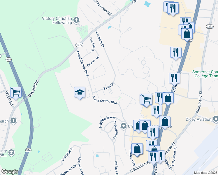 map of restaurants, bars, coffee shops, grocery stores, and more near 50-126 Pearl Drive in Somerset