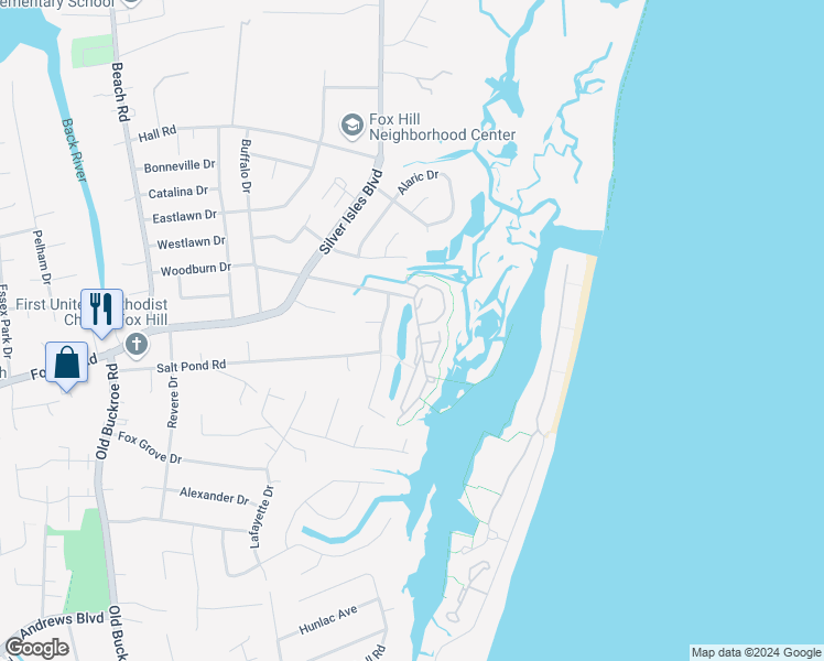 map of restaurants, bars, coffee shops, grocery stores, and more near 204 Mainsail Drive in Hampton