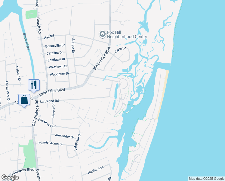 map of restaurants, bars, coffee shops, grocery stores, and more near in Hampton