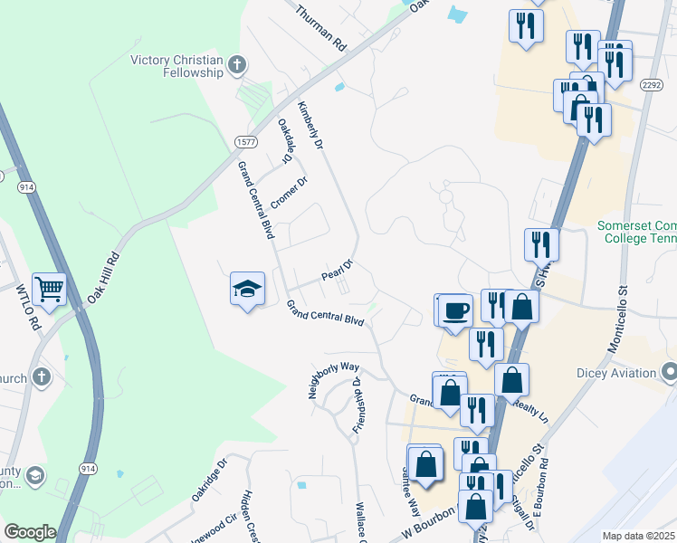 map of restaurants, bars, coffee shops, grocery stores, and more near 50-126 Pearl Drive in Somerset
