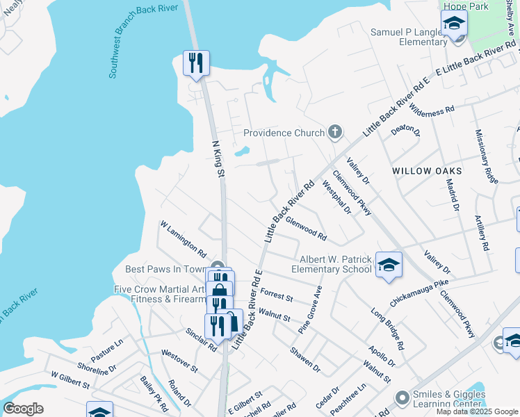 map of restaurants, bars, coffee shops, grocery stores, and more near 16 Michele Drive in Hampton