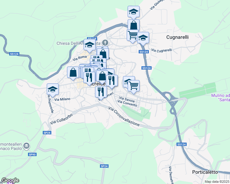 map of restaurants, bars, coffee shops, grocery stores, and more near 2 Via Roma in Palazzolo Acreide