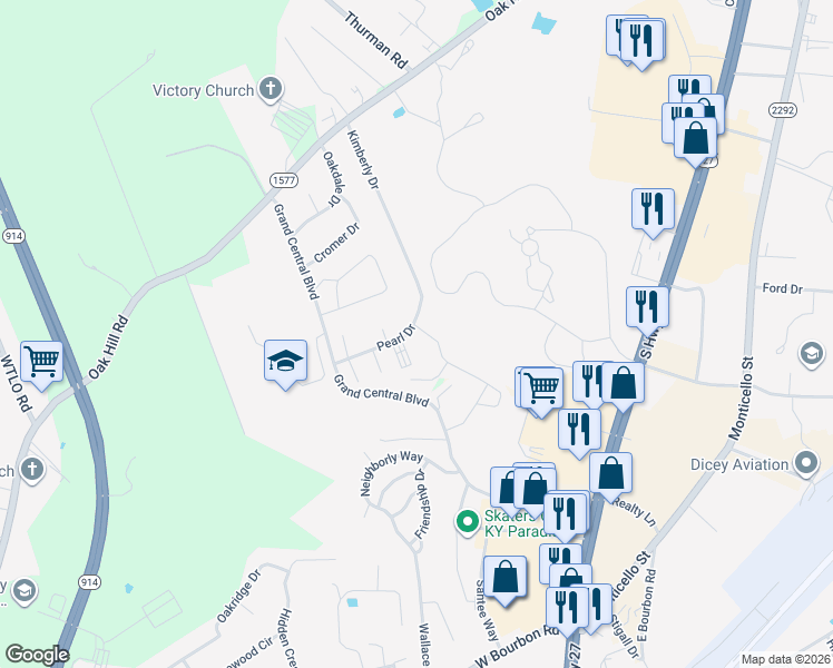 map of restaurants, bars, coffee shops, grocery stores, and more near 175 Pearl Drive in Somerset
