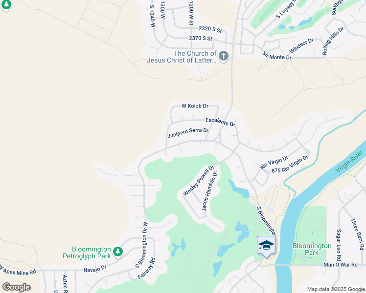 map of restaurants, bars, coffee shops, grocery stores, and more near 2819 Oakley Circle in St. George