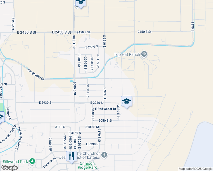 map of restaurants, bars, coffee shops, grocery stores, and more near 2811 South 3210 East in St. George