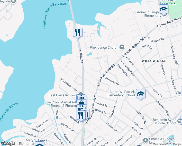 map of restaurants, bars, coffee shops, grocery stores, and more near 11 Clover Street in Hampton