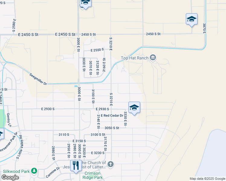 map of restaurants, bars, coffee shops, grocery stores, and more near 2811 South 3210 East in St. George