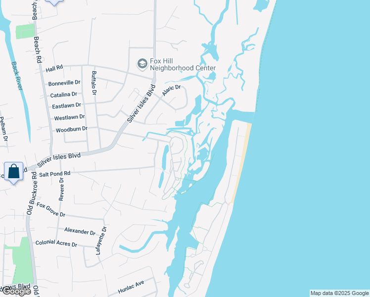 map of restaurants, bars, coffee shops, grocery stores, and more near 45 Mizzen Circle in Hampton