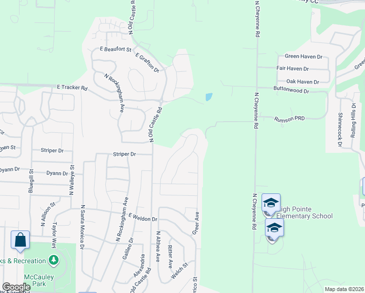 map of restaurants, bars, coffee shops, grocery stores, and more near Old Castle Road in Nixa