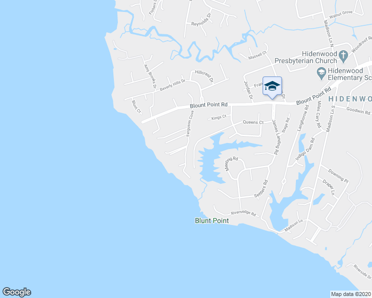 map of restaurants, bars, coffee shops, grocery stores, and more near 58 Ferguson Cove in Newport News