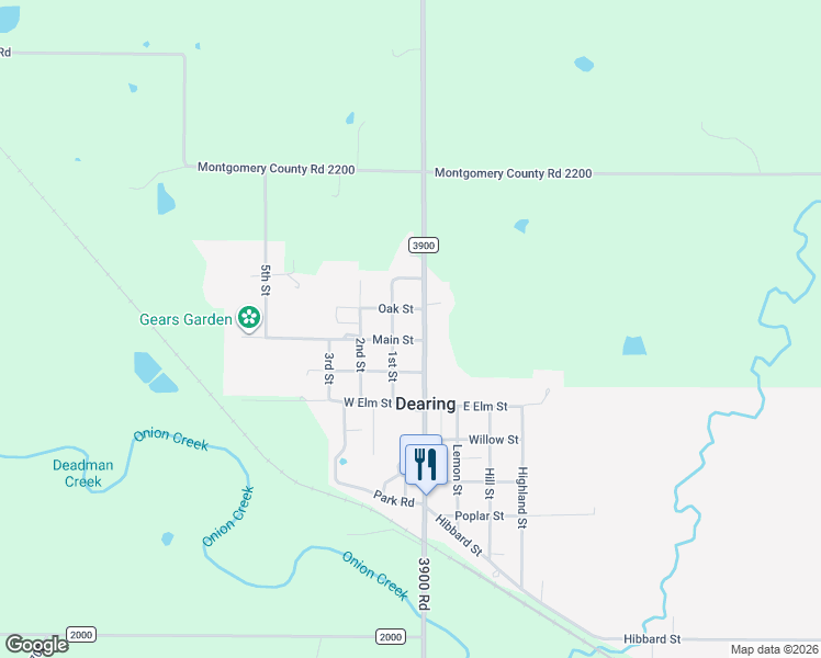 map of restaurants, bars, coffee shops, grocery stores, and more near 302 Independence Avenue in Dearing