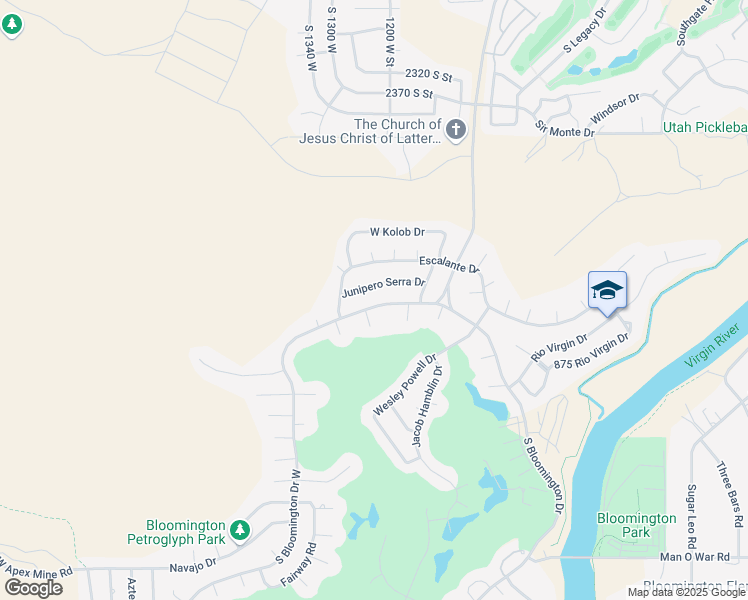 map of restaurants, bars, coffee shops, grocery stores, and more near 1204 West Bloomington Drive North in St. George