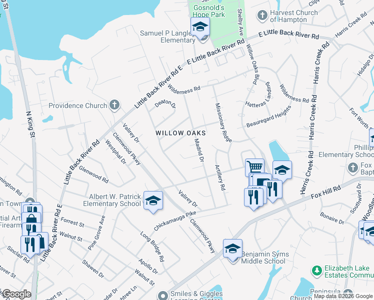 map of restaurants, bars, coffee shops, grocery stores, and more near 318 Hercules Drive in Hampton