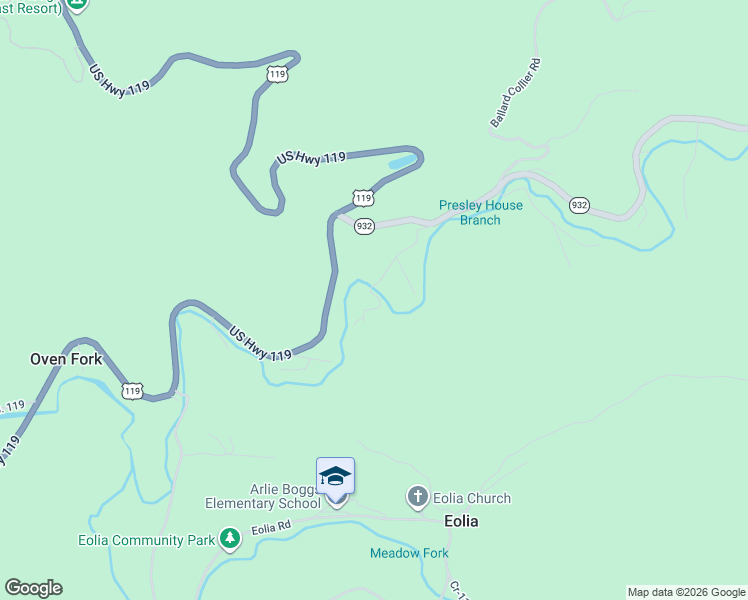 map of restaurants, bars, coffee shops, grocery stores, and more near 324 Slick Rock Road in Eolia