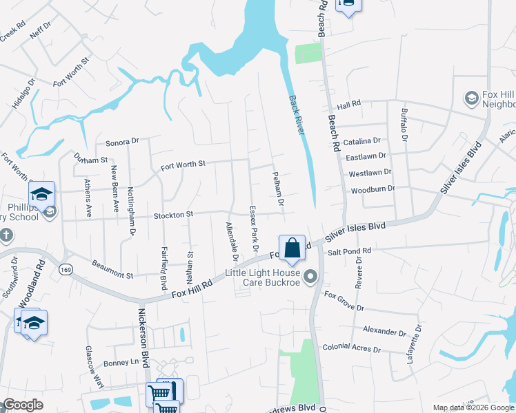 map of restaurants, bars, coffee shops, grocery stores, and more near 711 Essex Park Drive in Hampton
