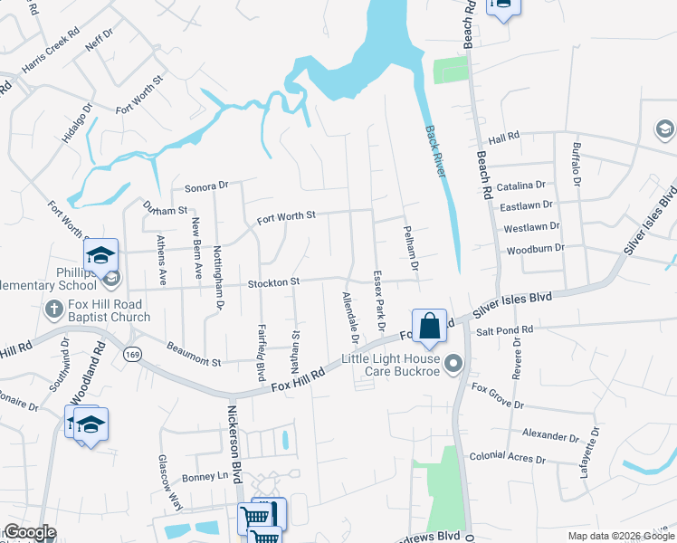 map of restaurants, bars, coffee shops, grocery stores, and more near 704 Whitney Court in Hampton