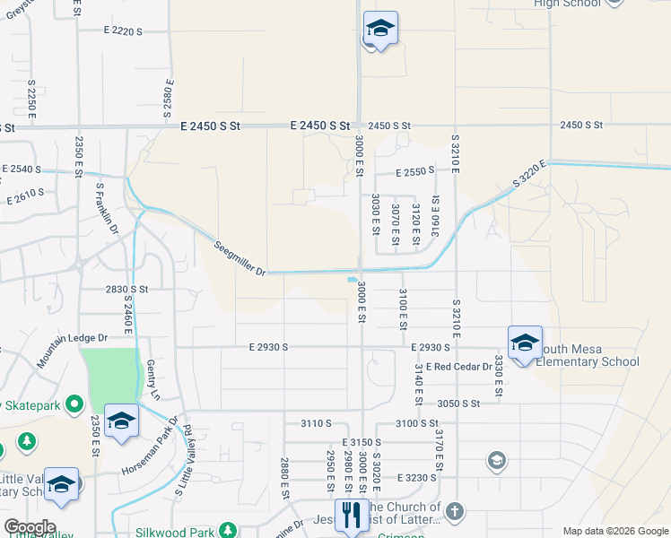map of restaurants, bars, coffee shops, grocery stores, and more near 1752 2760 South in St. George